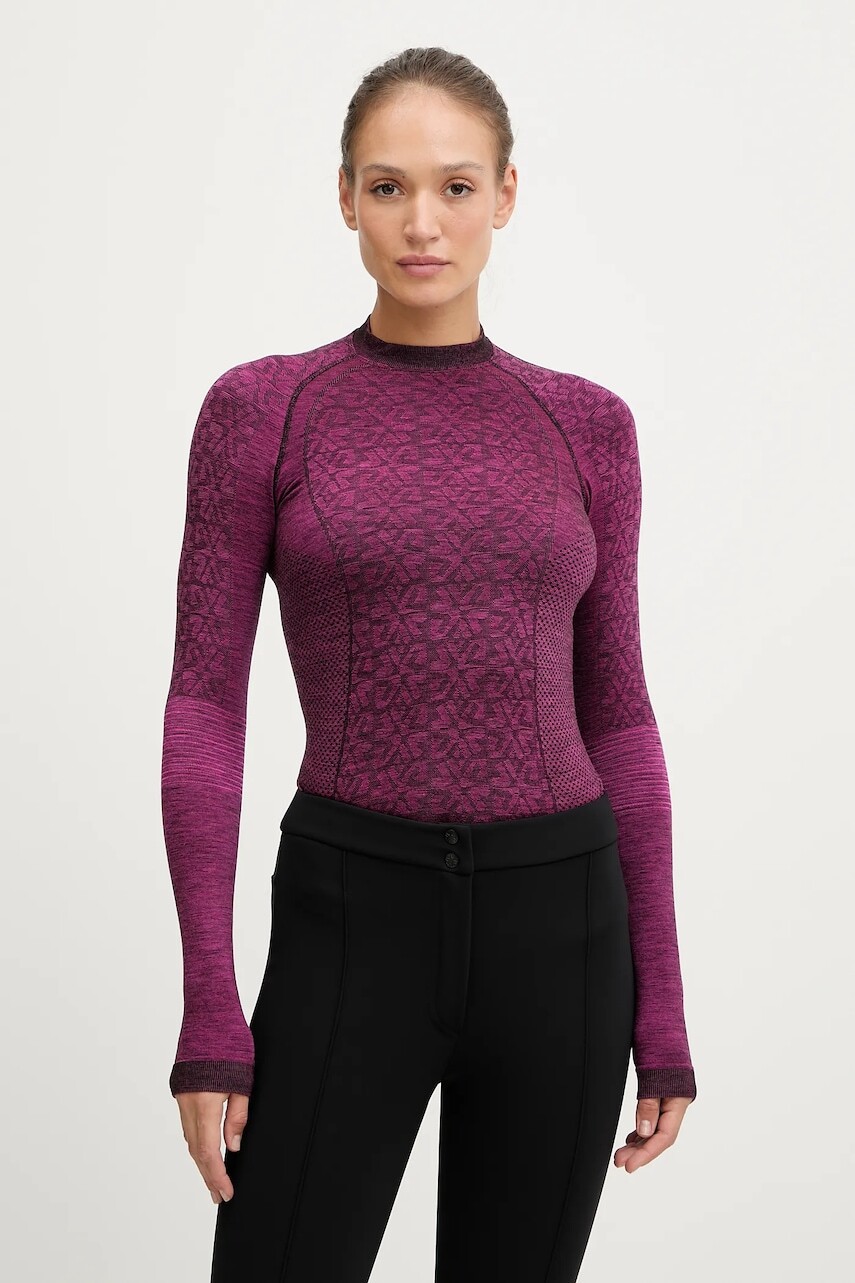 Funkčné tričko s dlhým rukávom s prímesou vlny Newland LADY ROUND NECK SW ružová farba, N4600.111