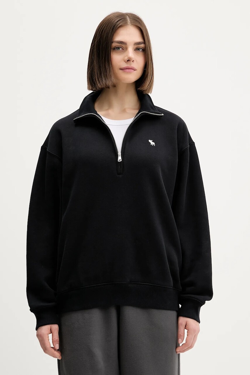 Mikina Abercrombie & Fitch čierna farba, jednofarebná, KI152-5418-900