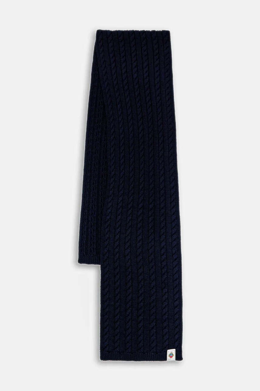 Vlnený šál Bally tmavomodrá farba, melanžový, MSC03G