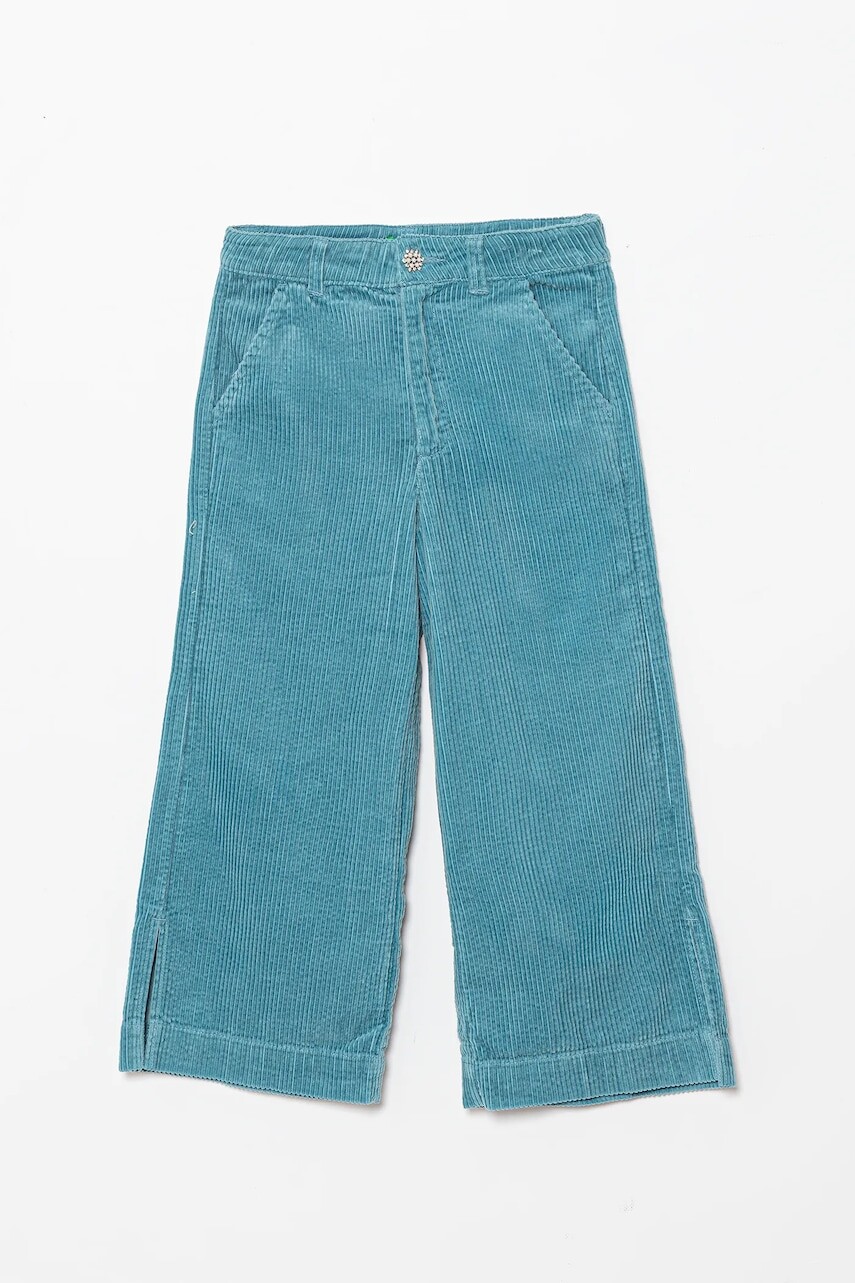 Detské menčestrové nohavice United Colors of Benetton zelená farba, jednofarebná, 4IZWCF05A