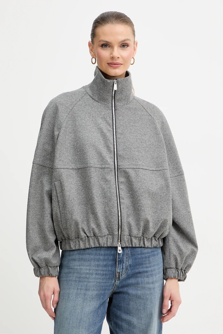 Bunda s prímesou vlny Pinko šedá farba, prechodná, 106046 A2ZU