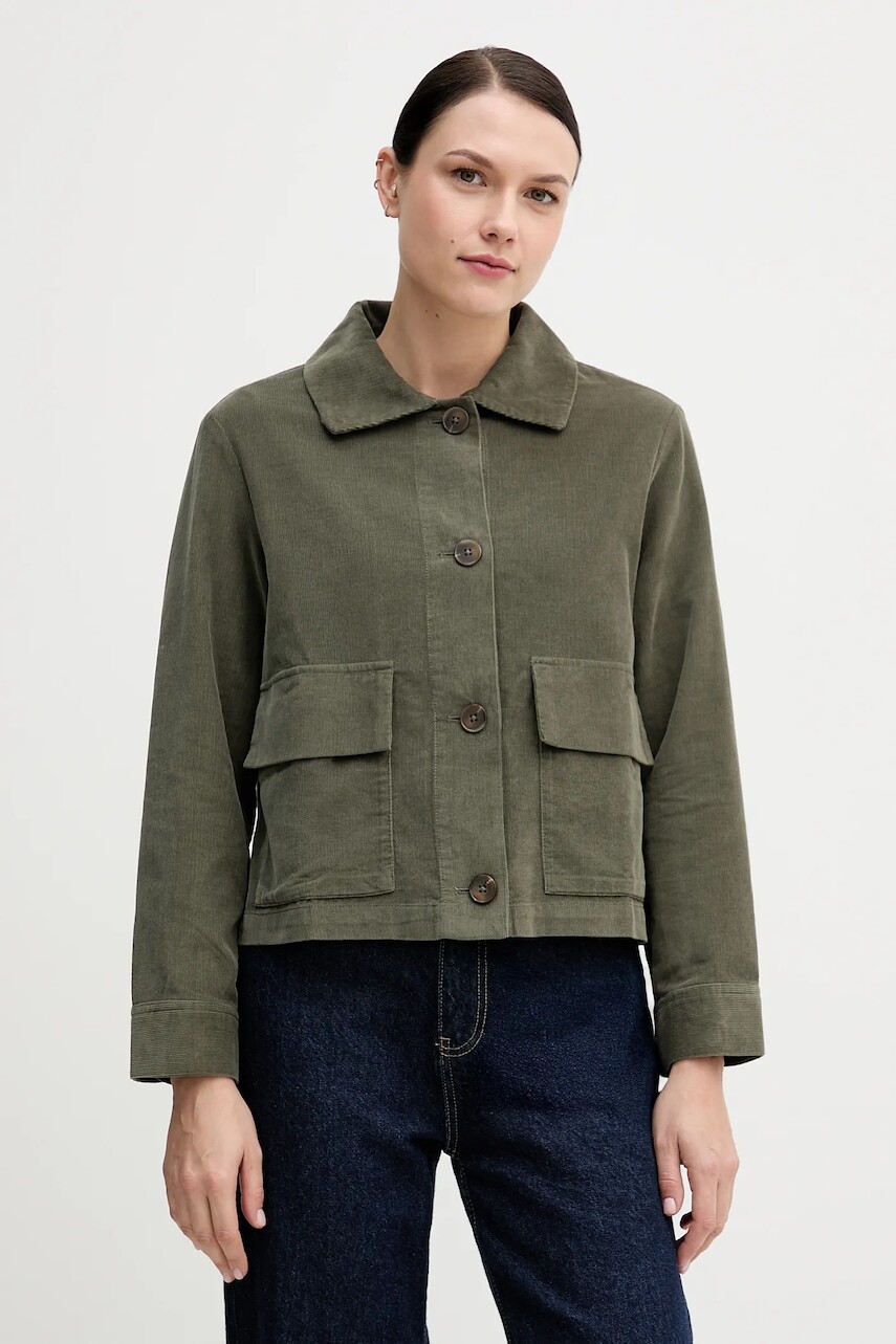 Menčestrová košeľa United Colors of Benetton zelená farba, regular, s klasickým golierom, 294BDN091