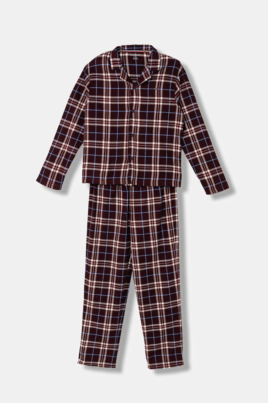 Detské pyžamo Tommy Hilfiger bordová farba, vzorované, UK0UK00075