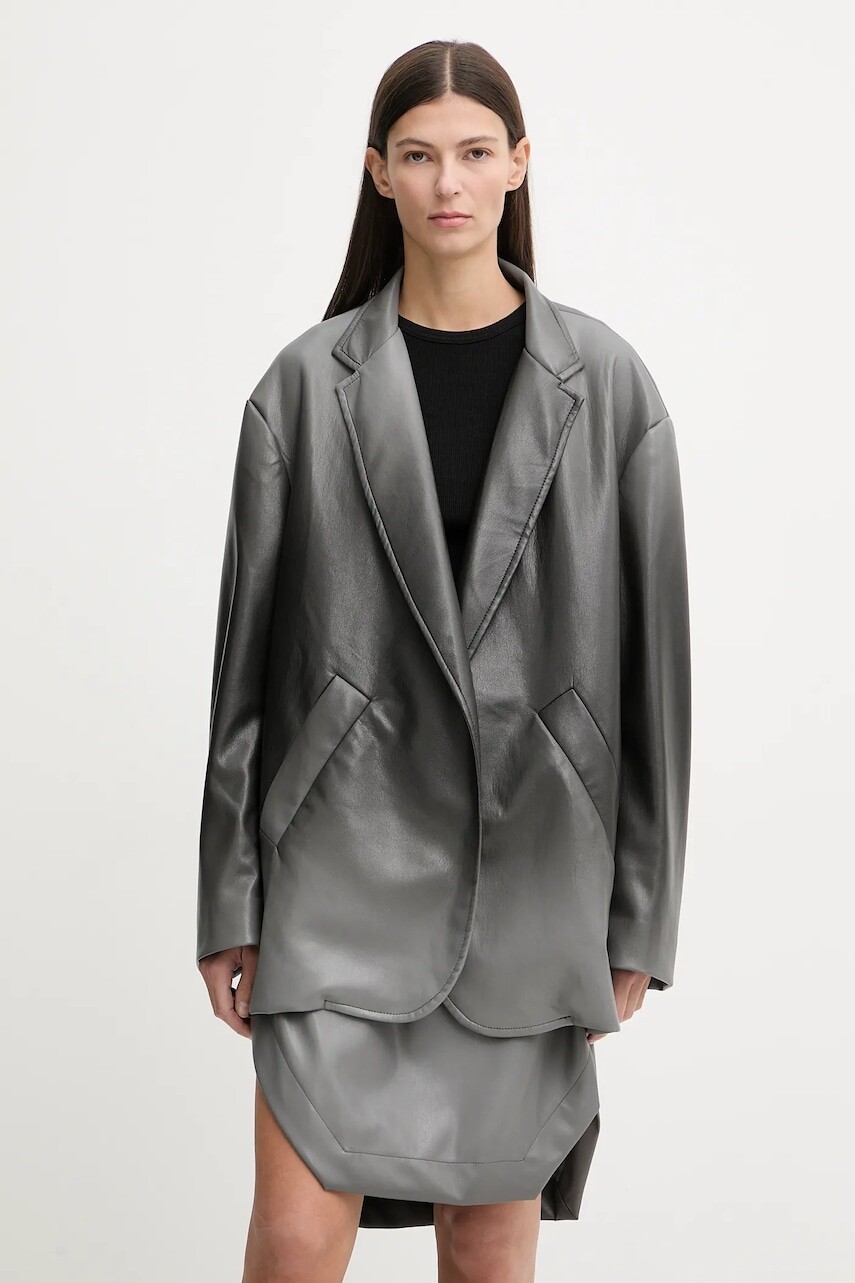 Bunda MMC STUDIO šedá farba, prechodná, oversize, OMBRE.JACKET