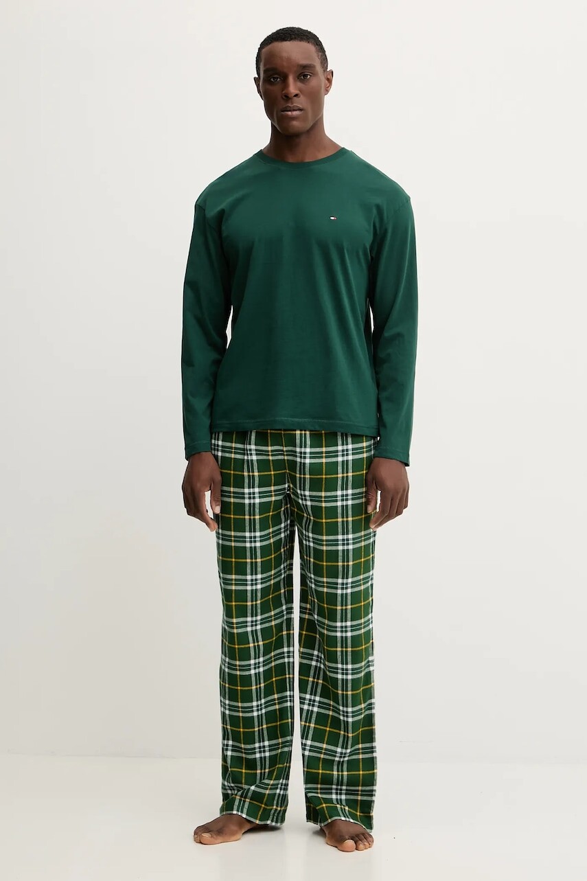 Pyžamo Tommy Hilfiger pánske, zelená farba, vzorované, UM0UM03657