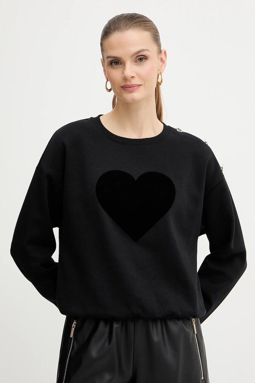 Mikina Morgan čierna farba, s nášivkou, TDELOU