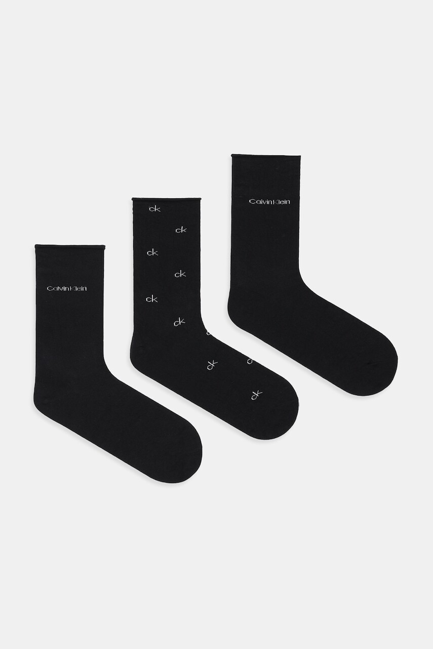 Ponožky Calvin Klein 3-pak čierna farba, 701235368