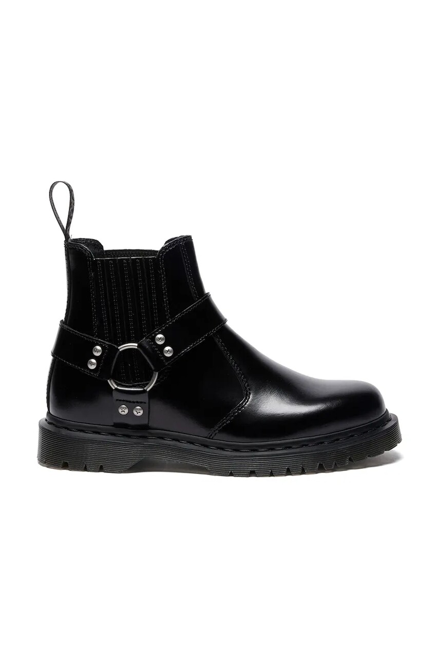 Kožené workery Dr. Martens 2976 Harness Chelsea čierna farba, na plochom podpätku, DM41387001