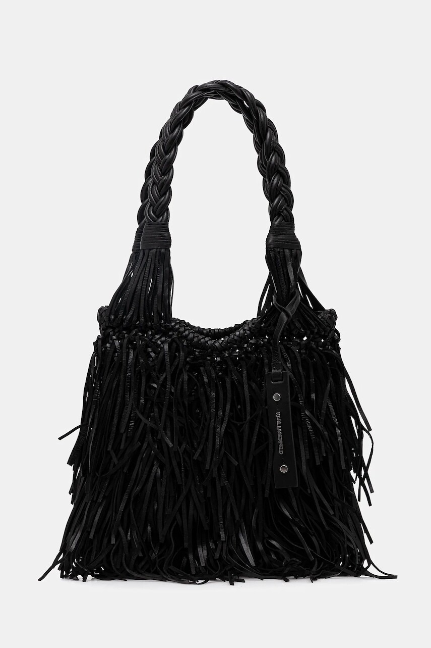 Kožená kabelka Karl Lagerfeld K/WEAVE čierna farba, B1W30275