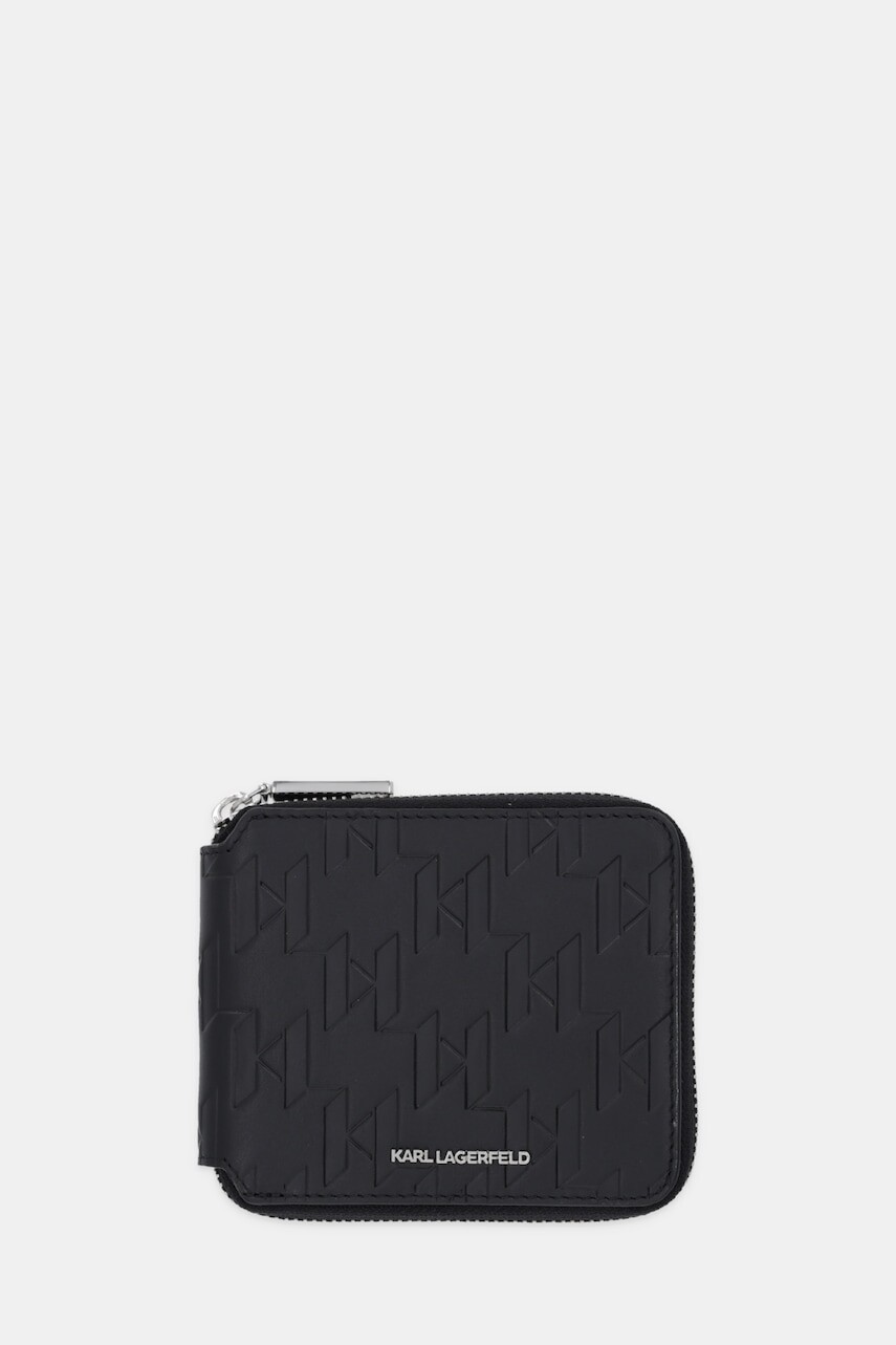 Kožená peňaženka Karl Lagerfeld K/LOOM čierna farba, B1M32050