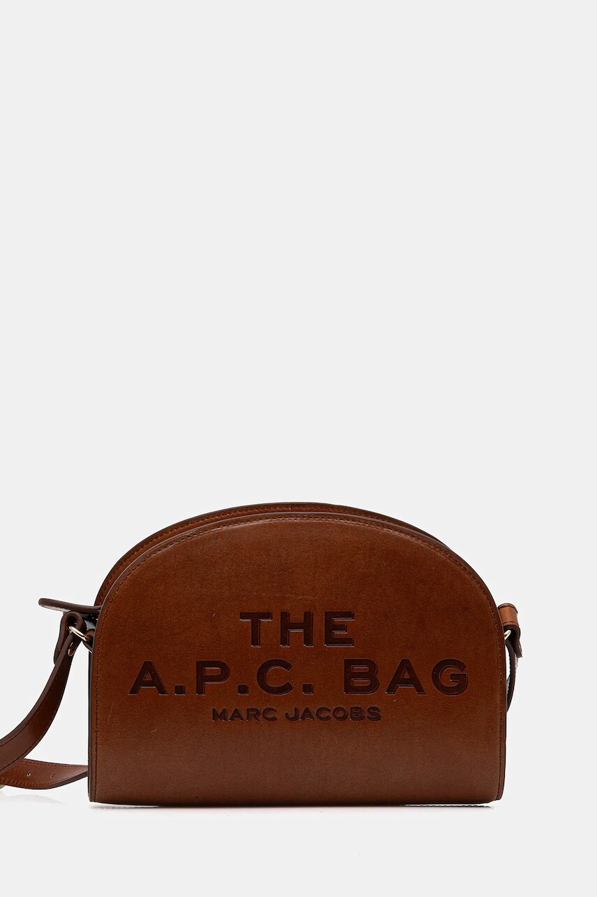 Kožená kabelka A.P.C. A.P.C. x MARC JACOBS hnedá farba, PXBVV.F67062