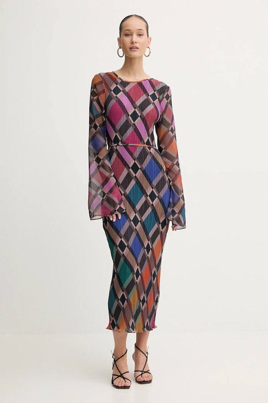 Šaty Never Fully Dressed hnedá farba, midi, rovný strih, NFDDR3029