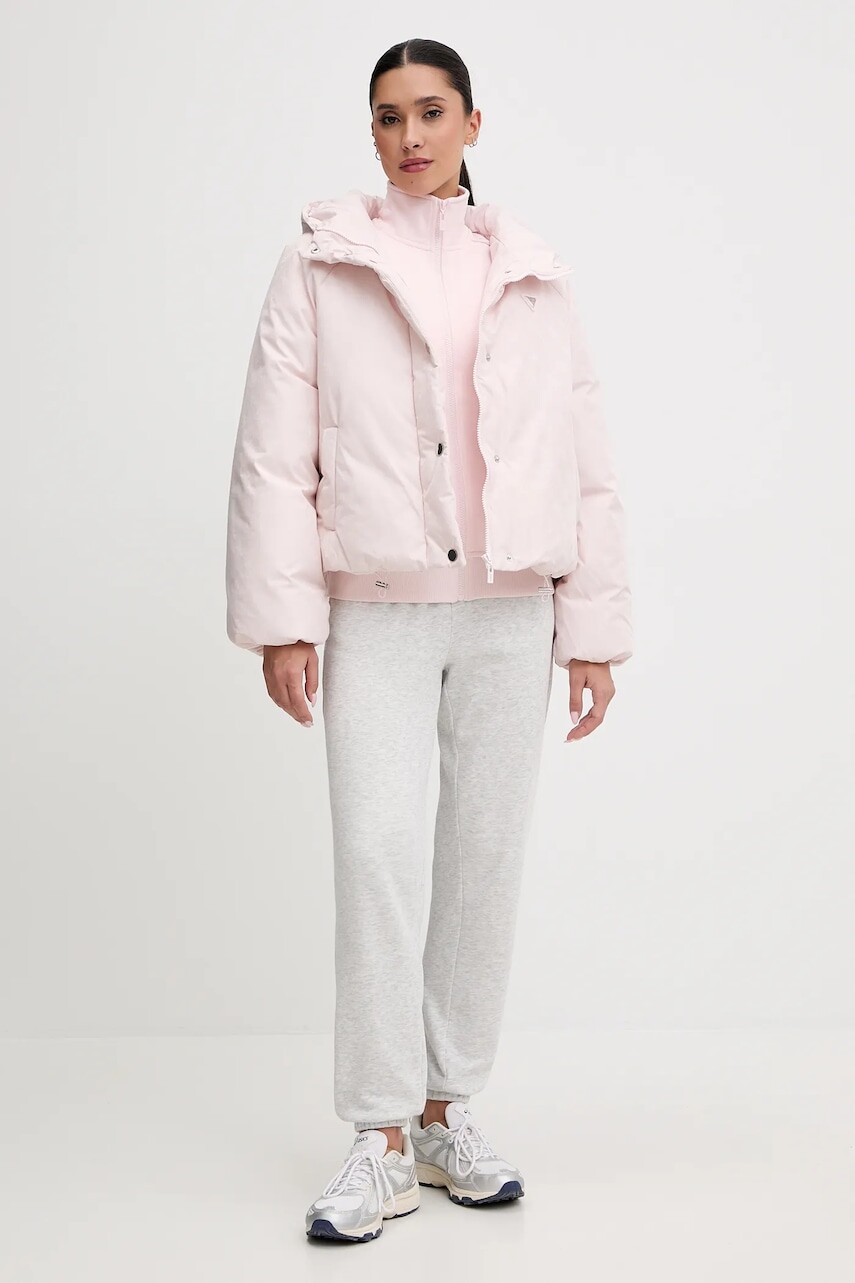 Bunda Guess 4G ružová farba, zimná, oversize, V5BL07 WGLW2