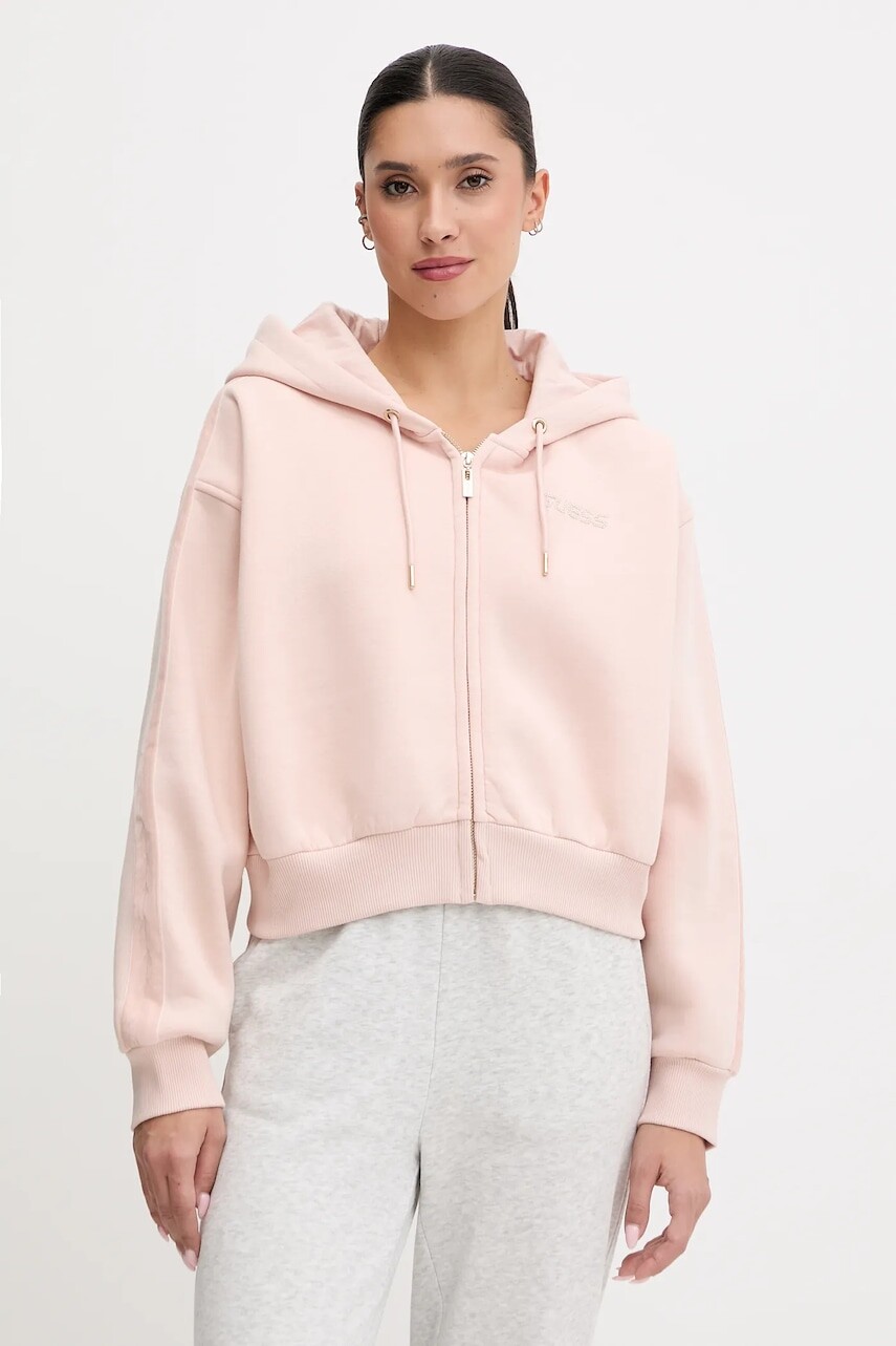 Mikina Guess AELIA ružová farba, s kapucňou, jednofarebná, V5BQ11 KB681
