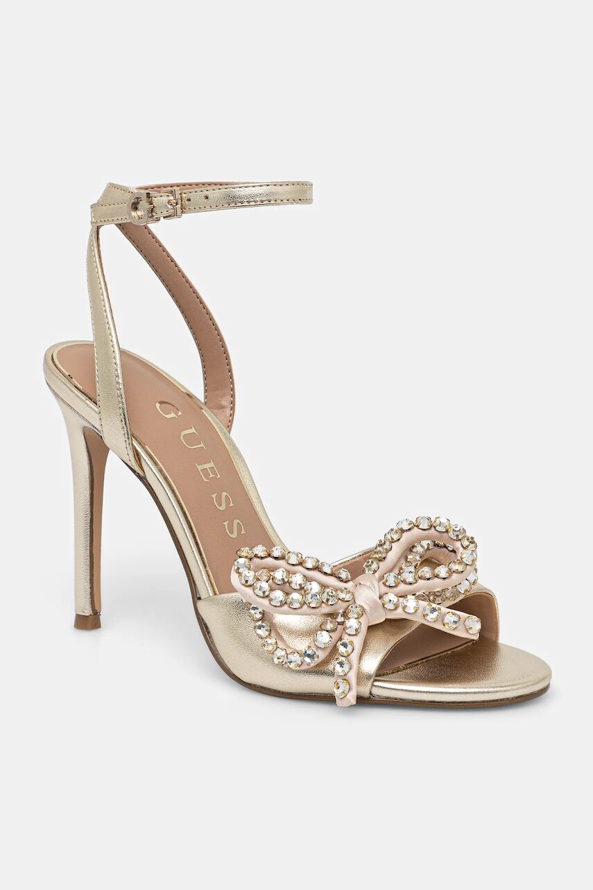Kožené sandále Guess CHARMIN2 zlatá farba, FLFCR2 LEA03