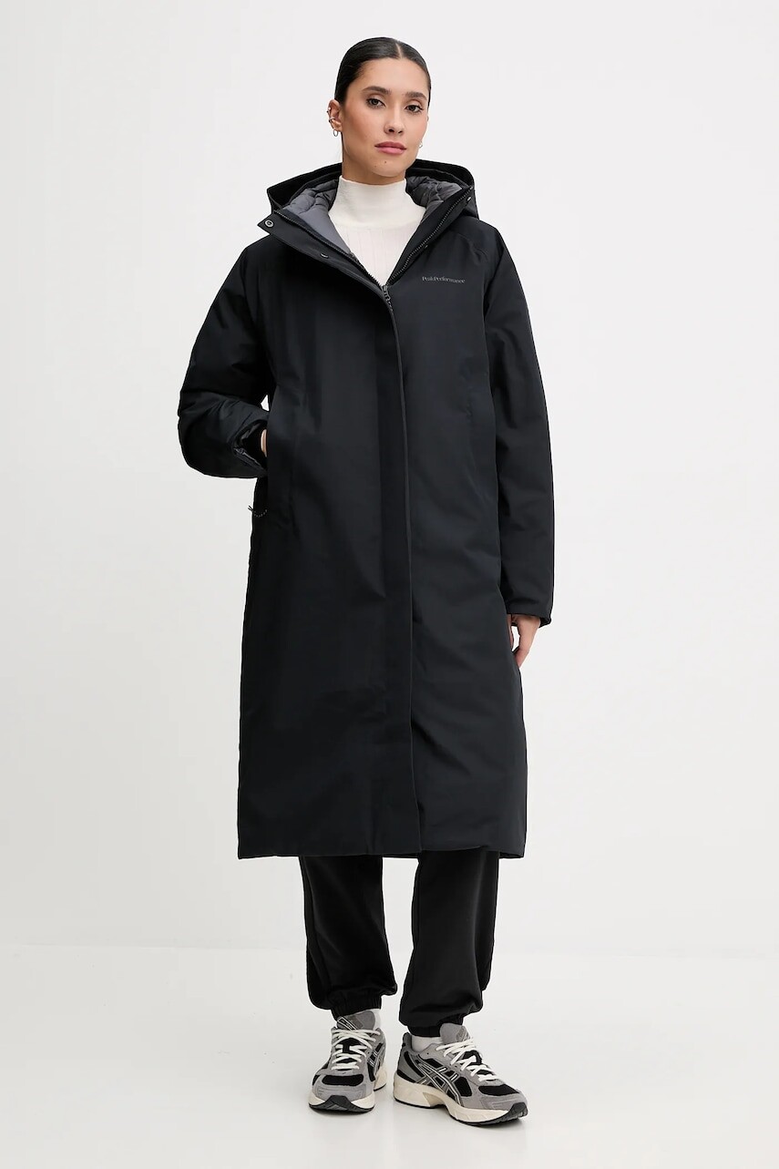 Páperová bunda Peak Performance Treeline čierna farba, zimná, G80416