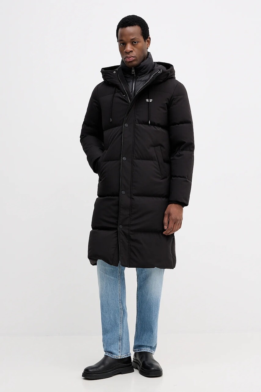 Páperová bunda Guess čierna farba, zimná, M5BL2H W2742