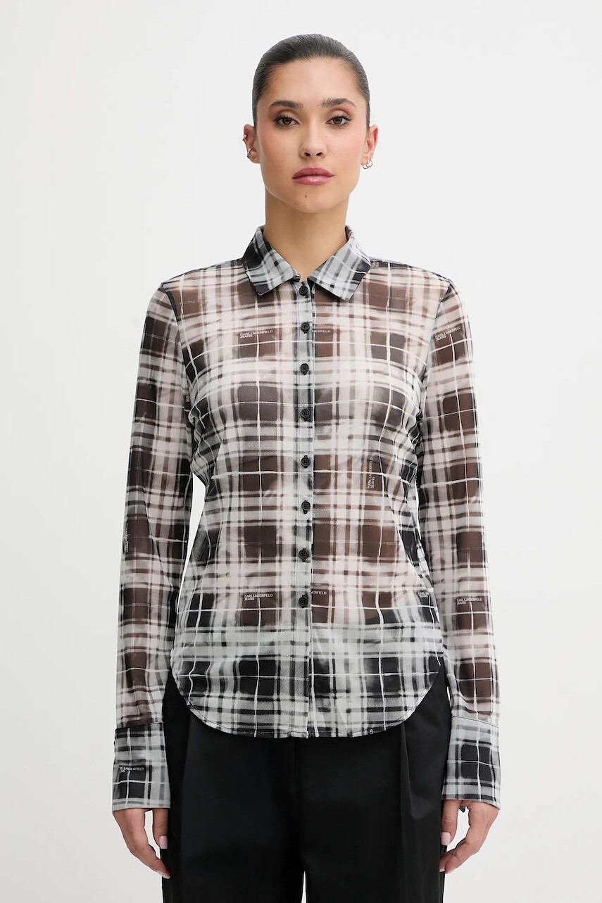 Košeľa Karl Lagerfeld Jeans šedá farba, regular, s klasickým golierom, B1W11033