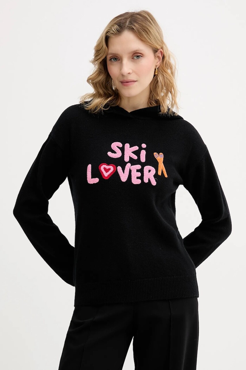 Sveter s prímesou vlny MC2 Saint Barth čierna farba, SUA002