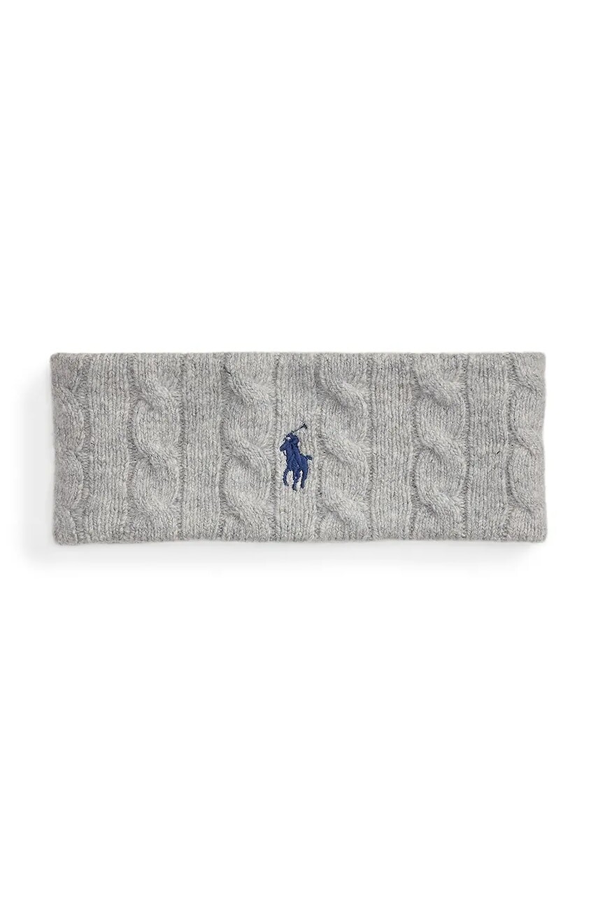 Vlnená čelenka Polo Ralph Lauren WOOL BLEND šedá farba, 455981426002