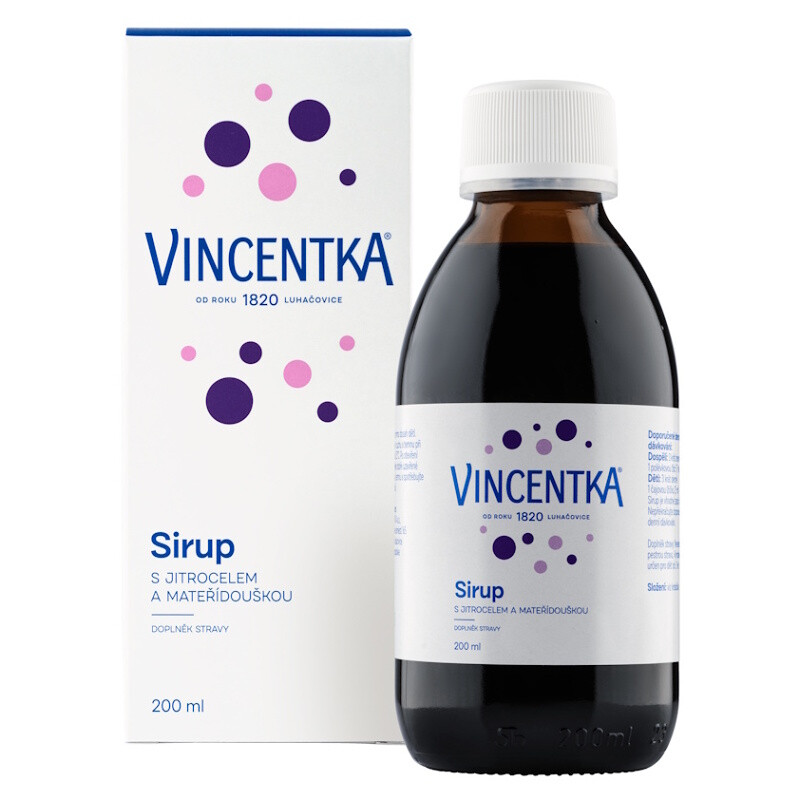 VINCENTKA Sirup materina dúška + skorocel 200 ml
