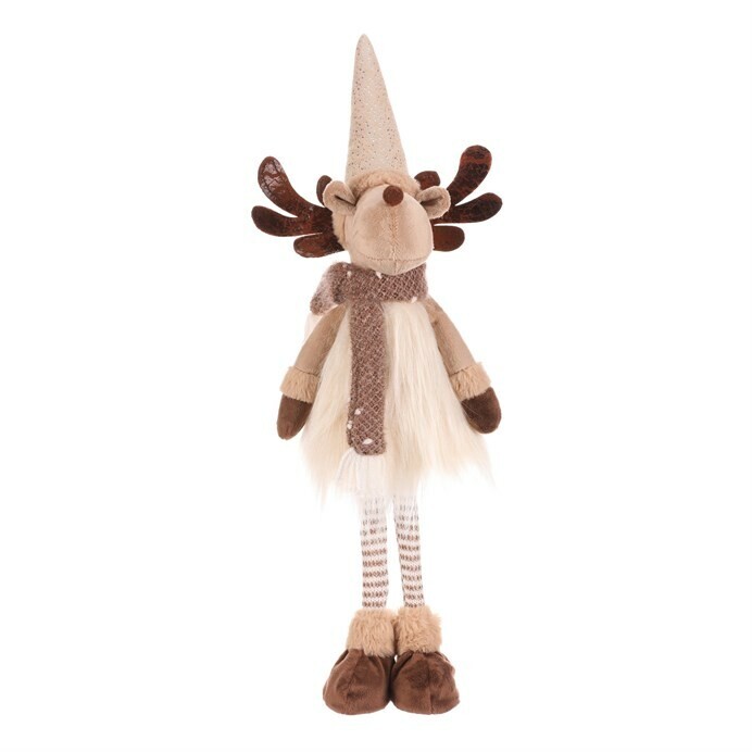 Vianočná dekorácia Sob stojaci, v. 51 cm, béžová/hnedá