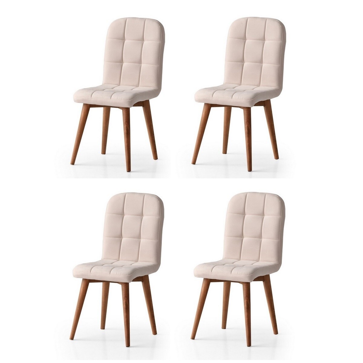 S)prava jedálenských stoličiek Retro Cream and Walnut, 4 ks