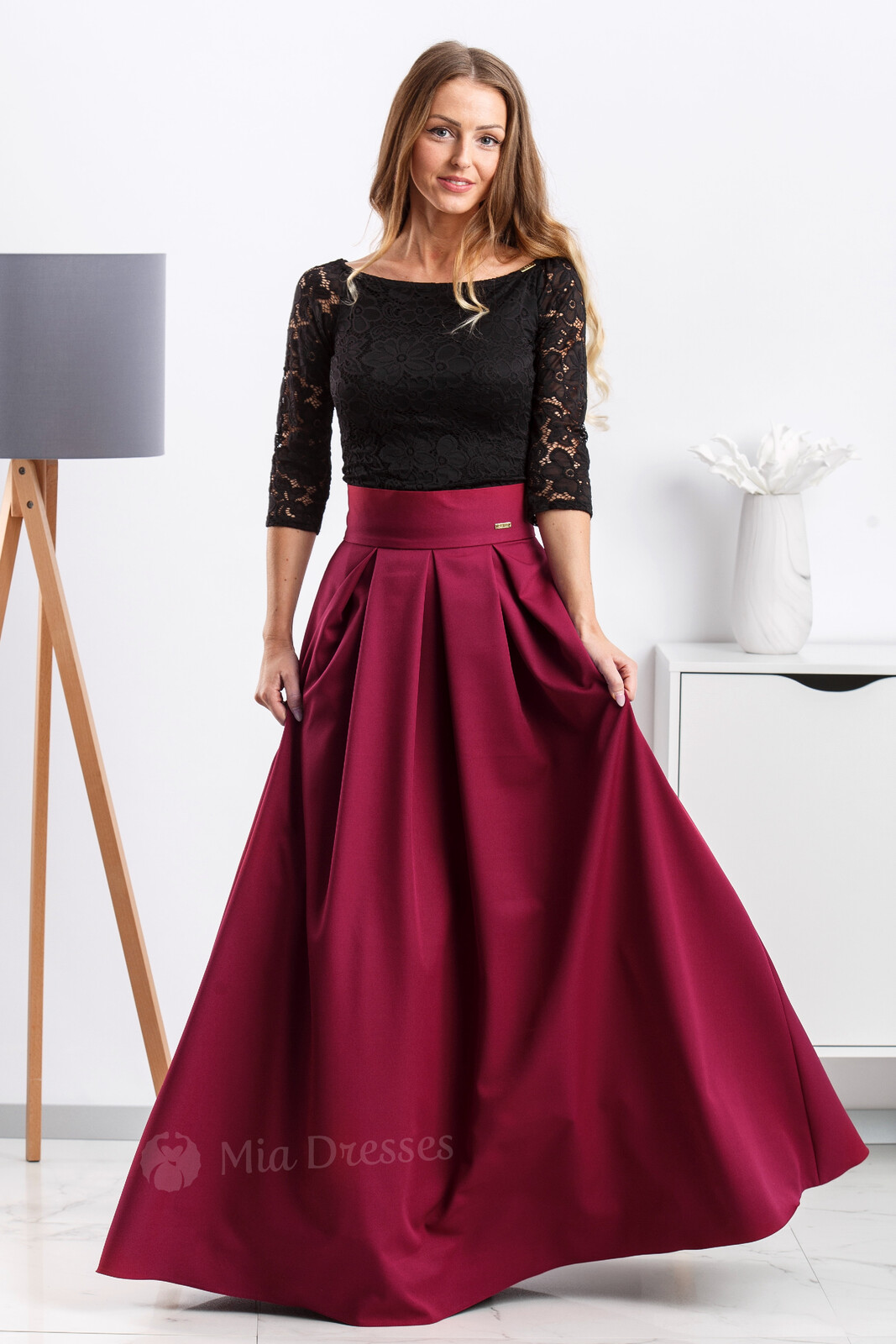 Parisse Bordová dlhá sukňa Veľkosť: XXXL