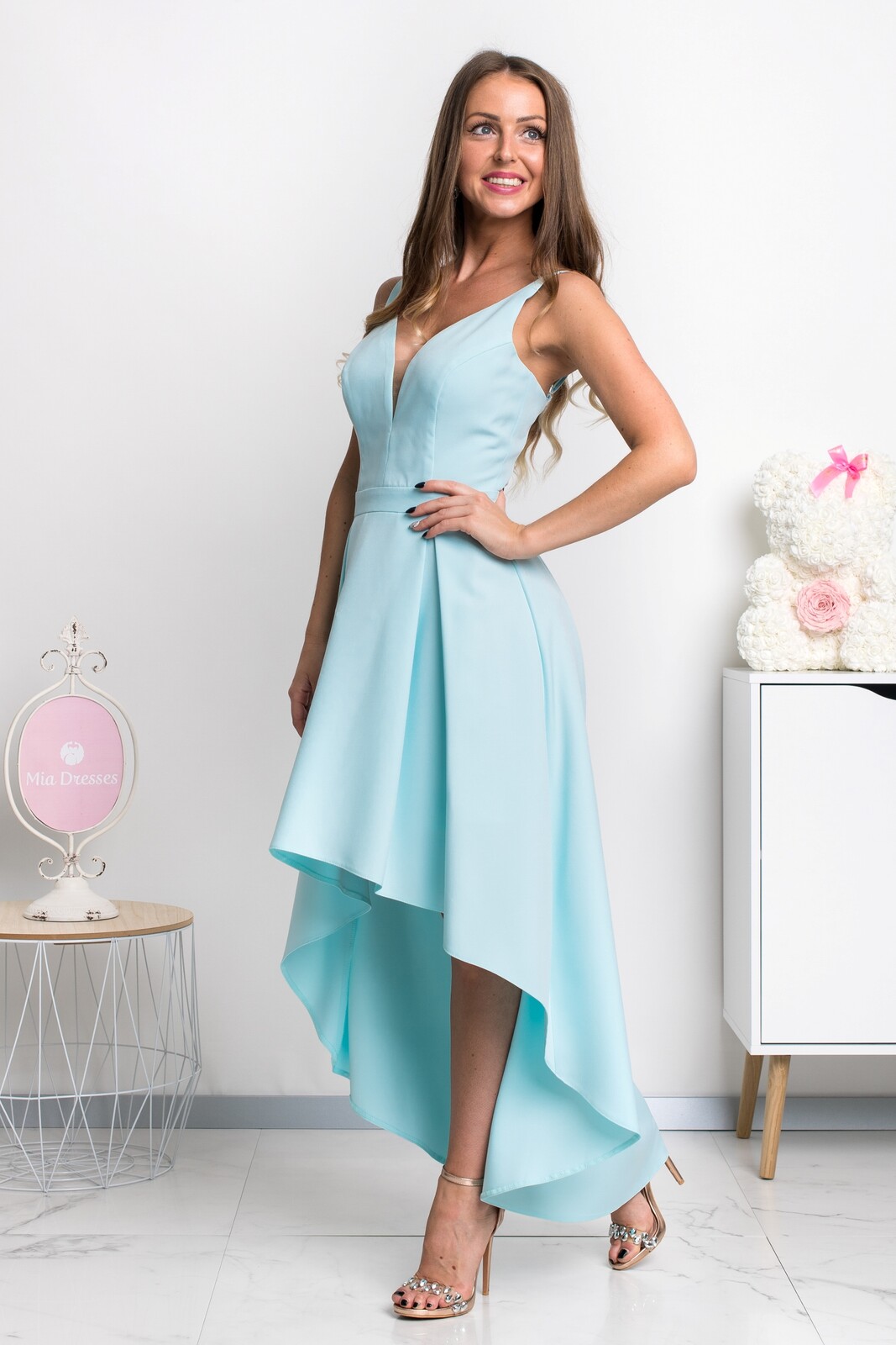 Parisse Svetlomodré asymetrické šaty Veľkosť: XXL