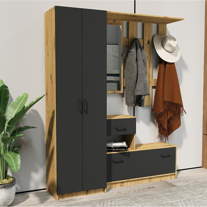 Predsieňový nábytok Cora wotan/čierna