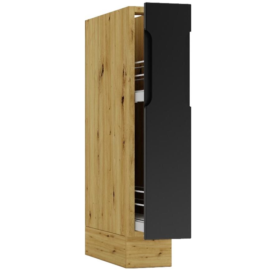 Kuchynská skrinka Cosmo Isabel D15 Cargo+Kôš Čierny hrášok/Dub Artisan