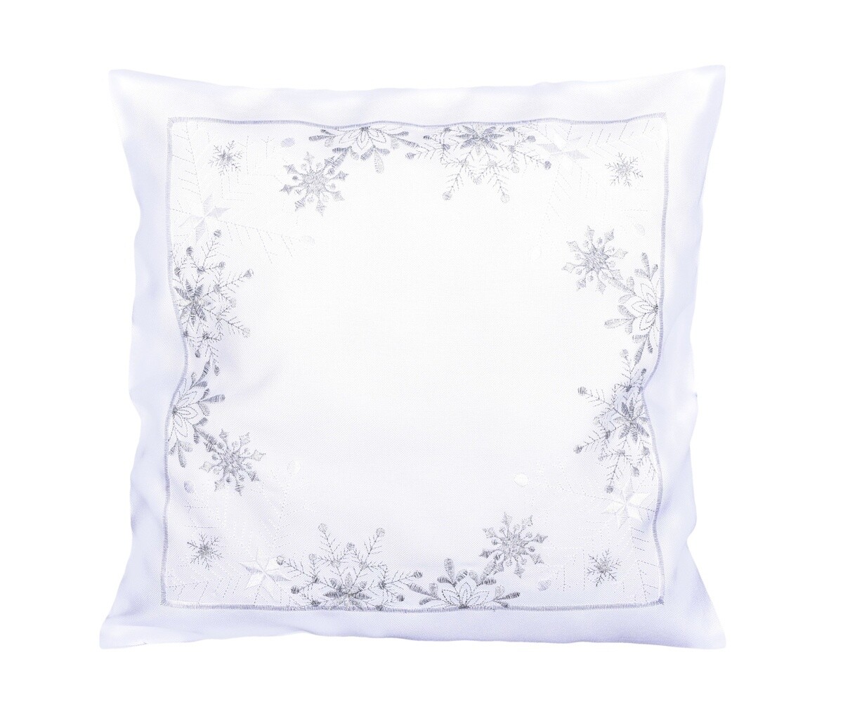 Návlek na vankúš, Vločky a Vianoce, biely, 40 x 40 cm