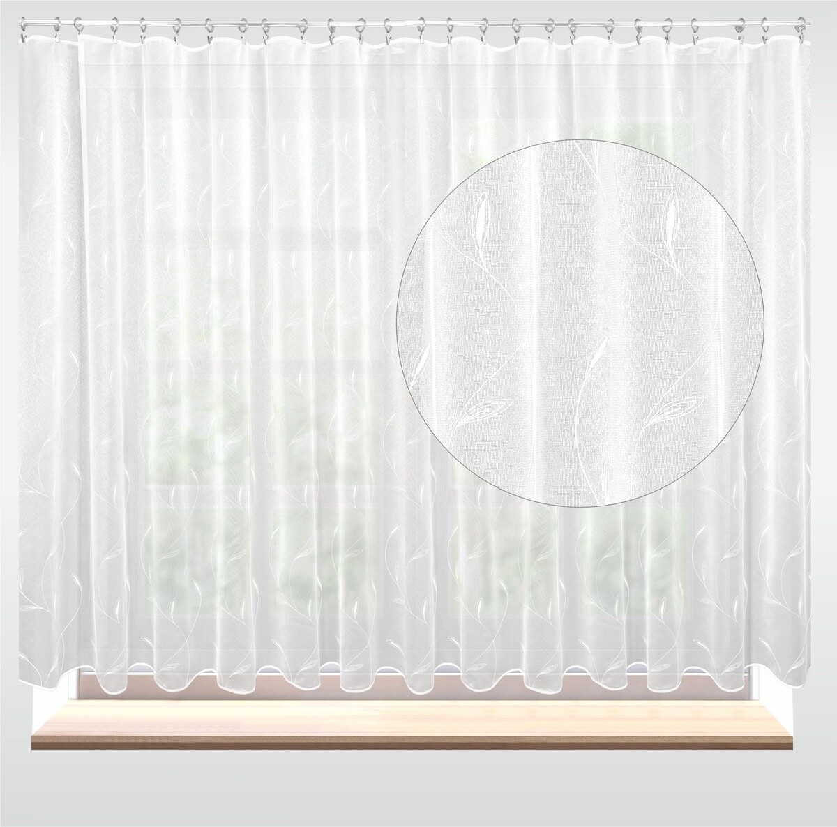 Záclona Dreher markizeta, Popínavé listy, biela 250 cm