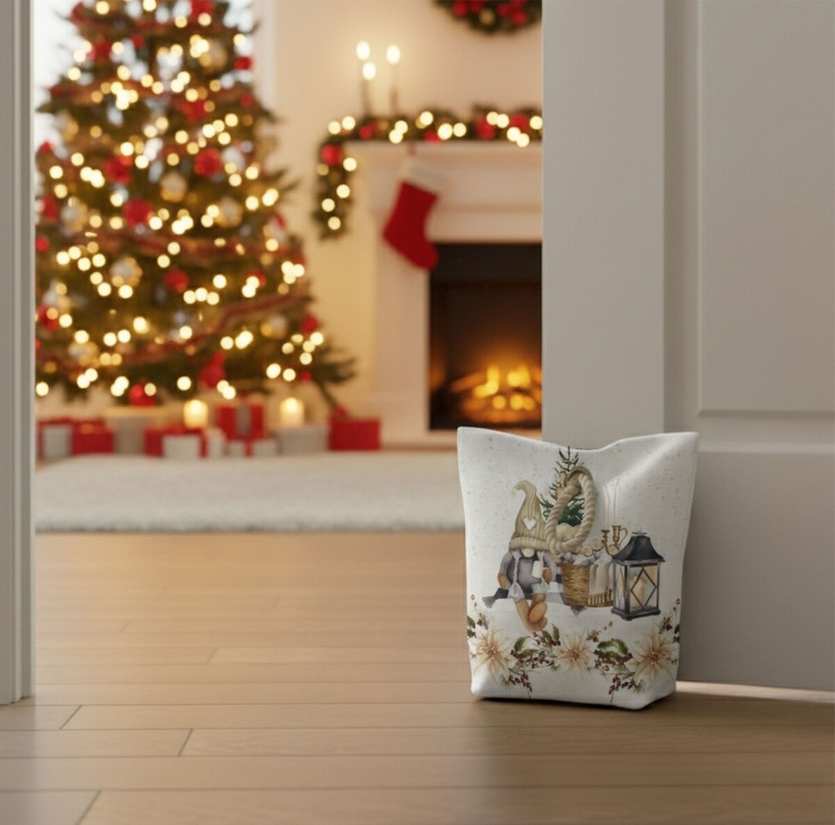 Dverová zarážka - závažie, Vianočná hviezda a trpaslík, 22 x 23 cm