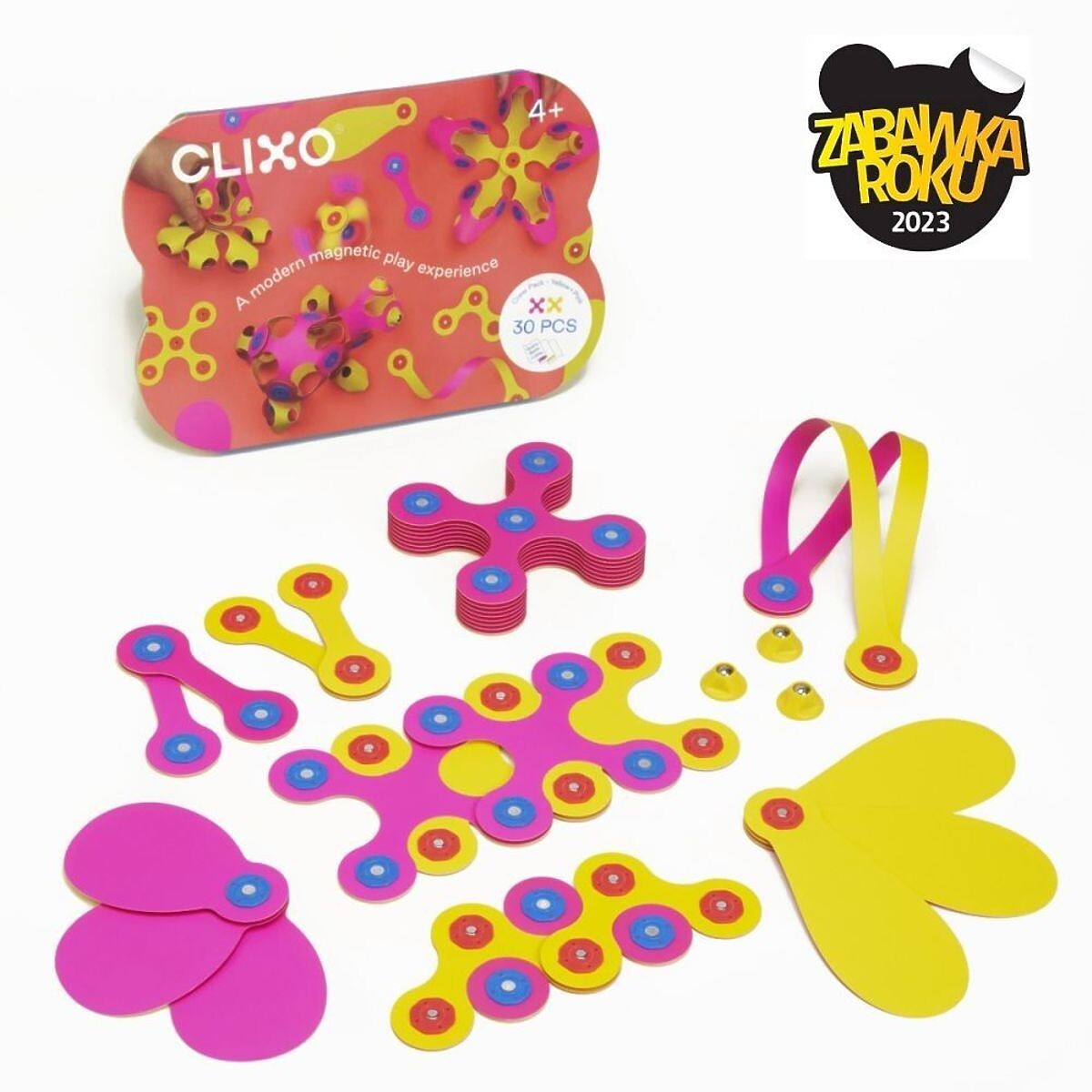 Clixo magnetické kocky Crew pack, Ružovo-Žlté
