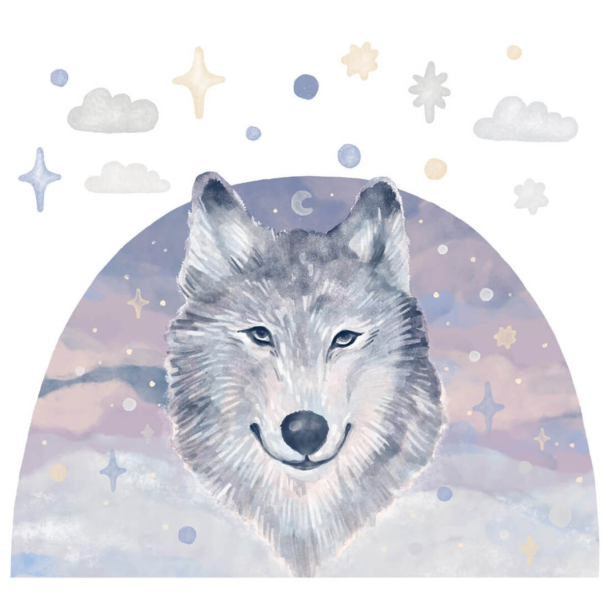 PASTELOWE LOVE® sticker wall wolf rainbow background 38076-0,