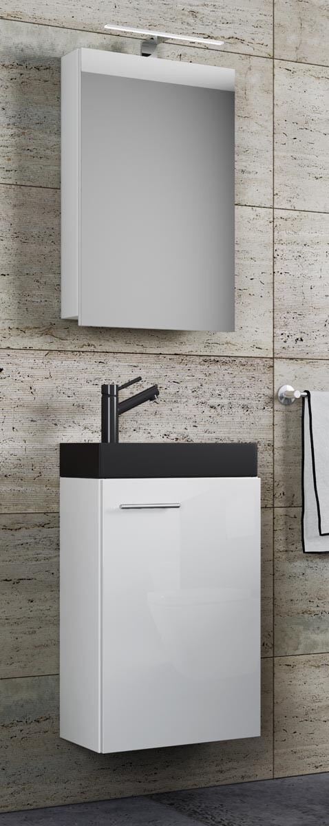 3-dielne umývadlo pre hostí Slito BL so zrkadlom, biele