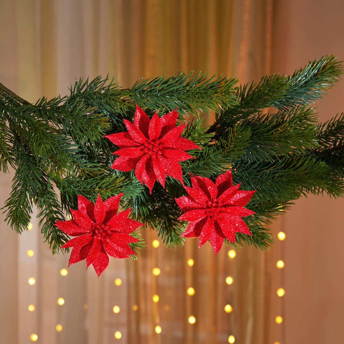 Dekorácia s klipom Vianočná hviezda, 3 ks