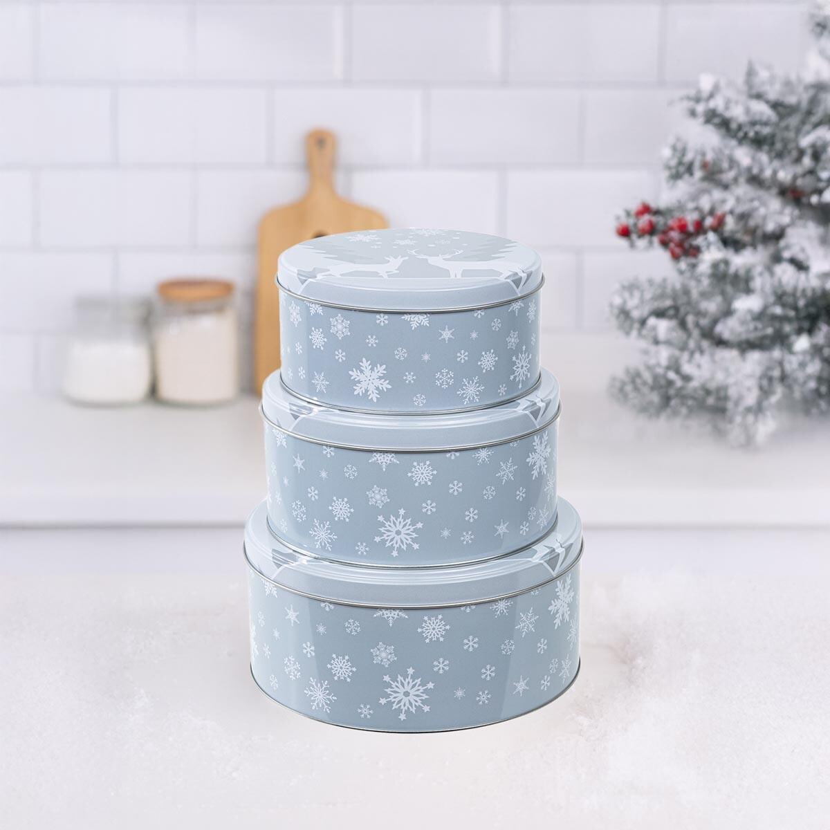 Okrúhle nádoby na cukrovinky Sivá, sada 3 ks