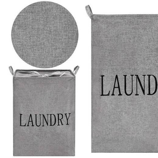 Kôš na bielizeň - 81 L - s rúčkami, šedá