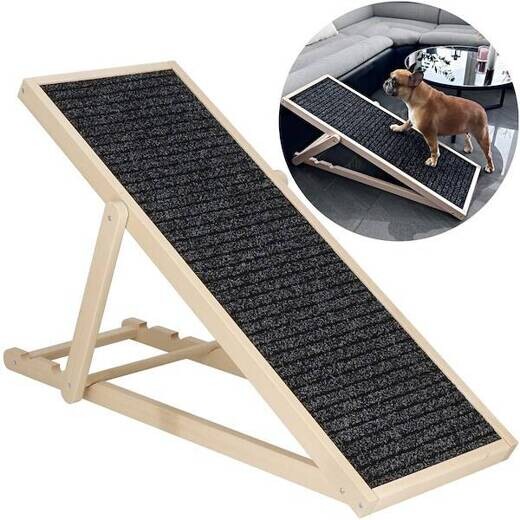 Drevená rampa pre psa s nastaviteľnou výškou, 3-stupňová