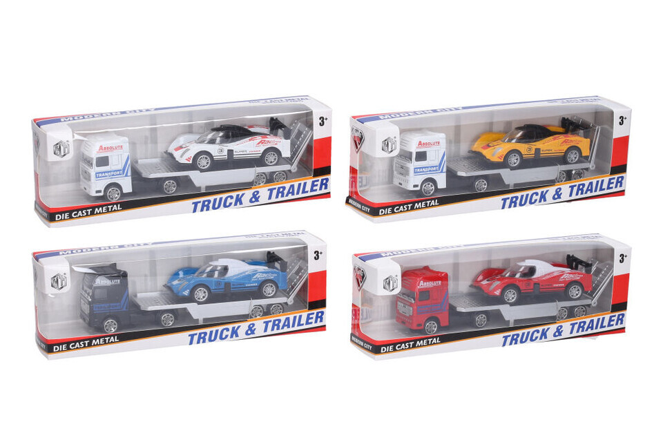 Auto ťahač so závodným autom 18,5cm - náhodná