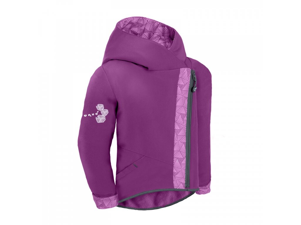 Unuo Unuo, Detská softshellová bunda s fleecom Cross, Ostružinová, Sharp dievča Veľkosť: 110/116 8596227080885