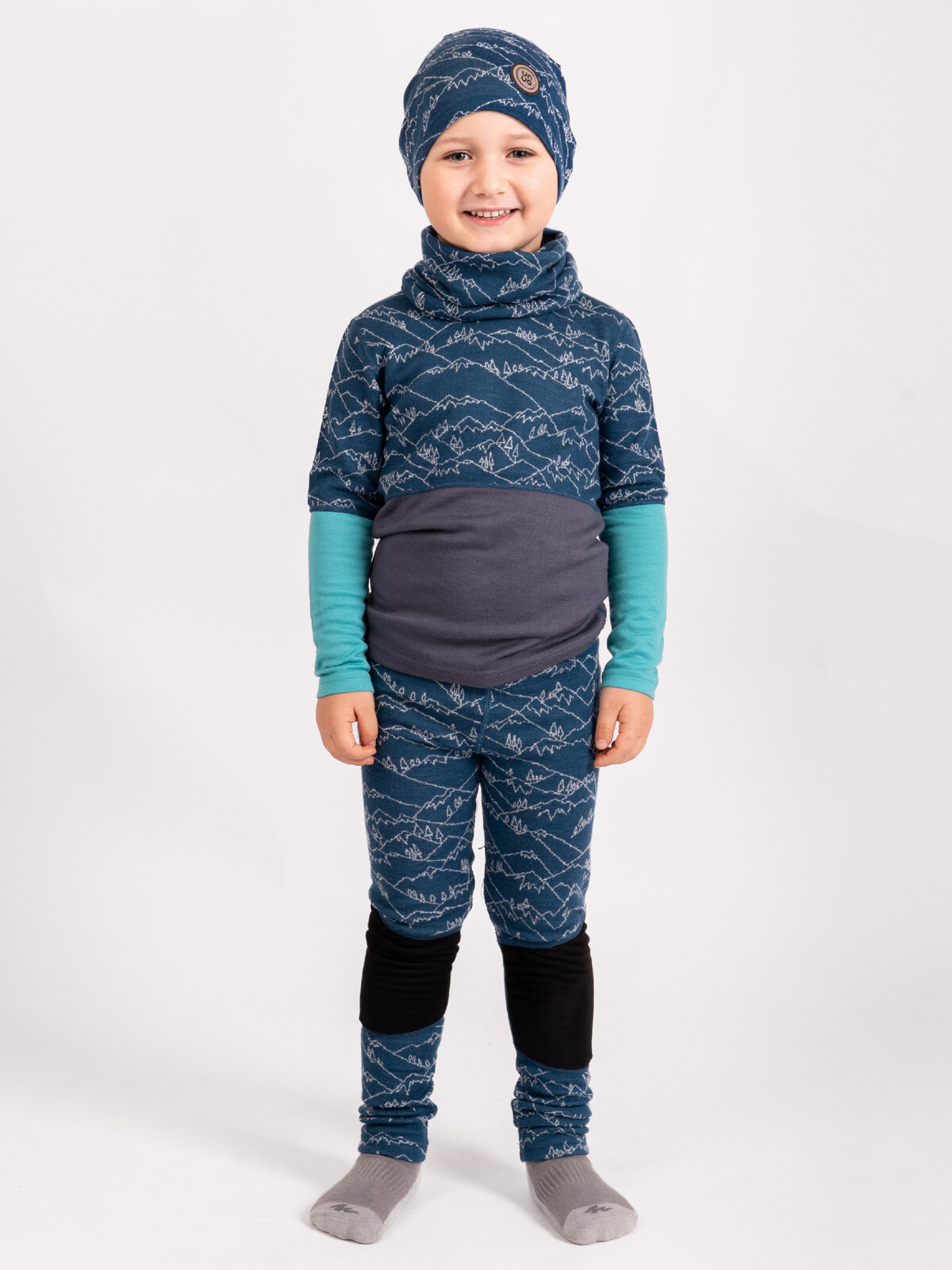 Unuo Unuo, Detské merino legíny Nature, Kobaltová, Hory chlapec Veľkosť: 110/116 8596227126217