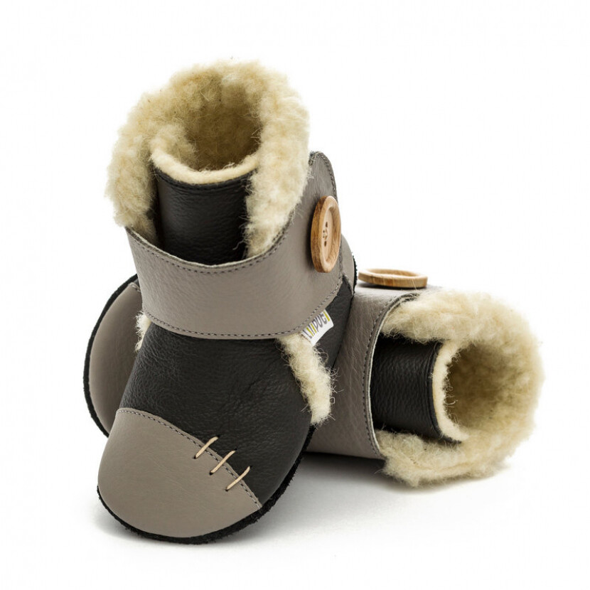 Kožené zimné topánočky Liliputi Soft Soled Metal - sivé, XXL