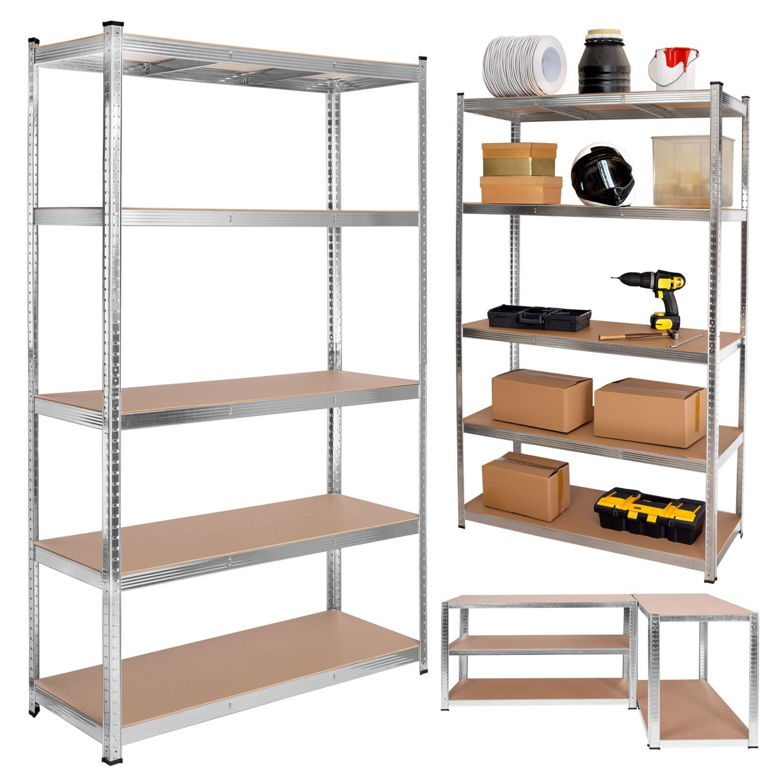 Dílenský regál IRONHOLD 205x120 cm stříbrný