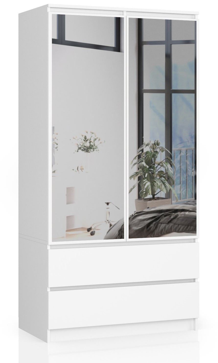 Šatníková skriňa Star so zrkadlom 90 cm biela