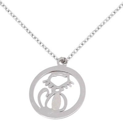 Mačacia mama Náhrdelník s mačkou s fúzmi - chirurgická oceľ