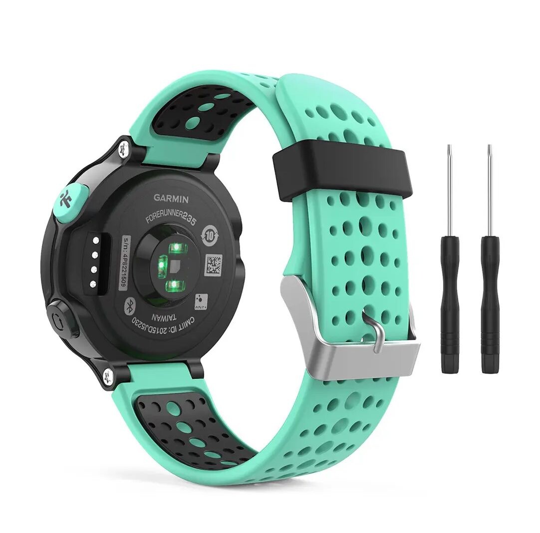 eses Silikónový remienok pre Garmin dierkovaný - Mätovo čierny, 15 mm