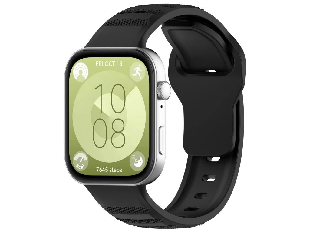 eses Silikonový vzorovaný remínek pro Huawei Watch Fit 3, 4 a 4 Pro - Černý